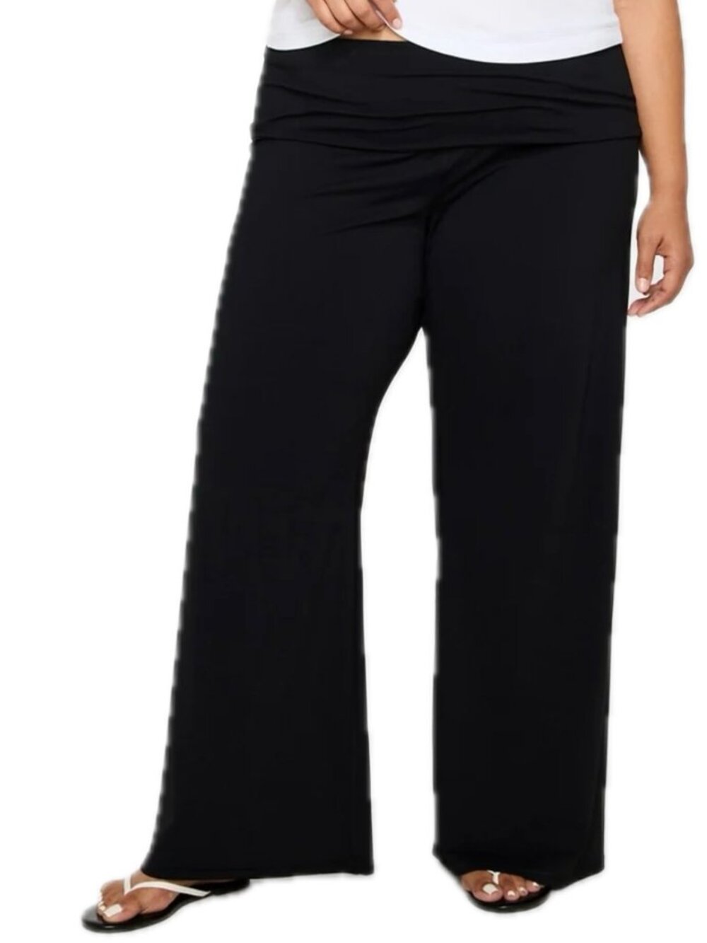 NWT Women's Fabletics XXL-1X BLACK Pureluxe High-Waisted Foldover Pants